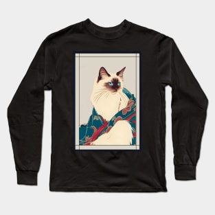 Birman cat japanese wear kimono vintage Long Sleeve T-Shirt